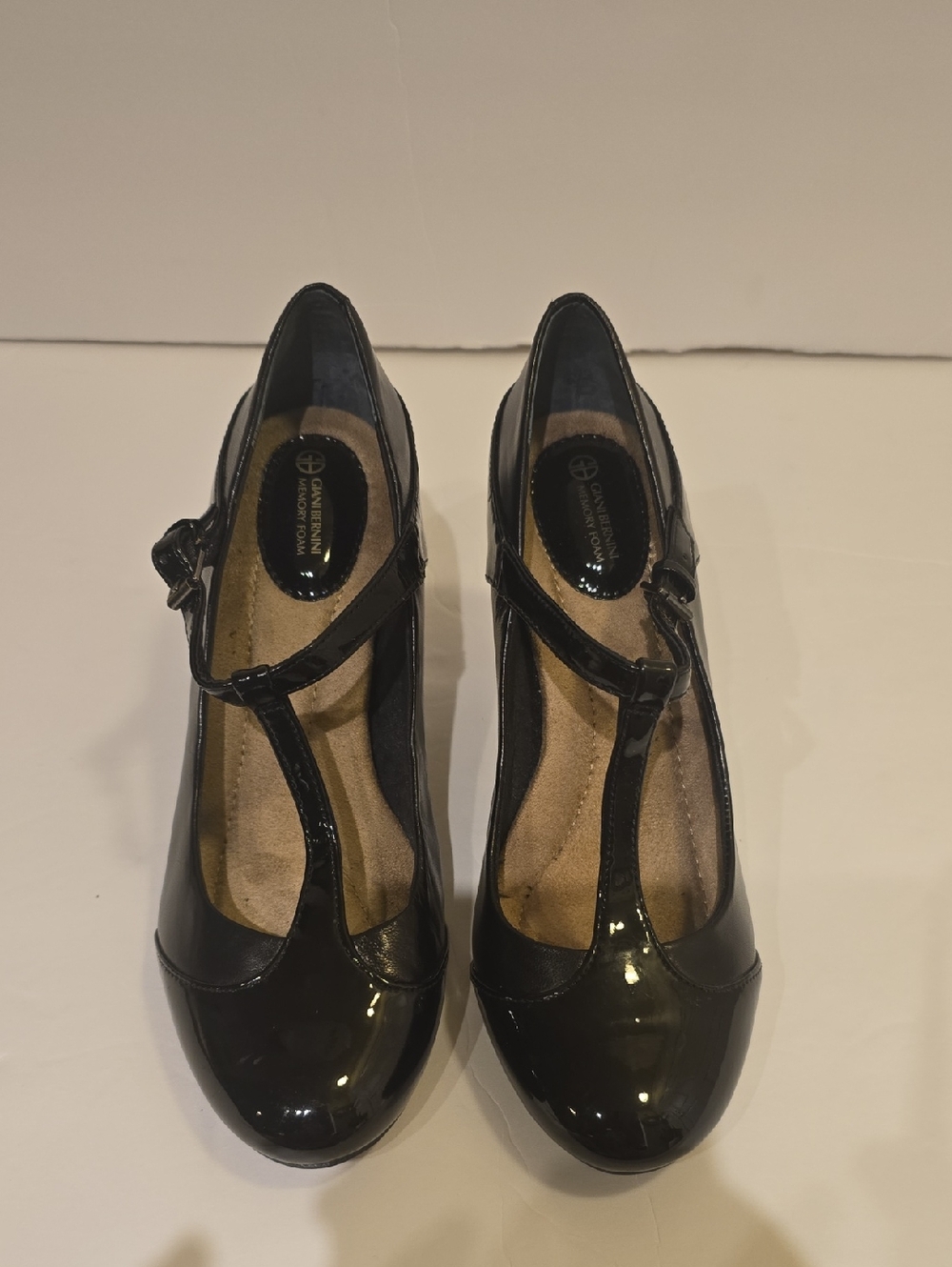 Giani Bernini Black Patent T-Strap Pumps